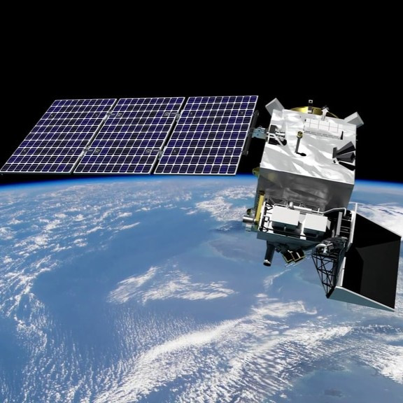 Satellite view supporting global ocean observation.