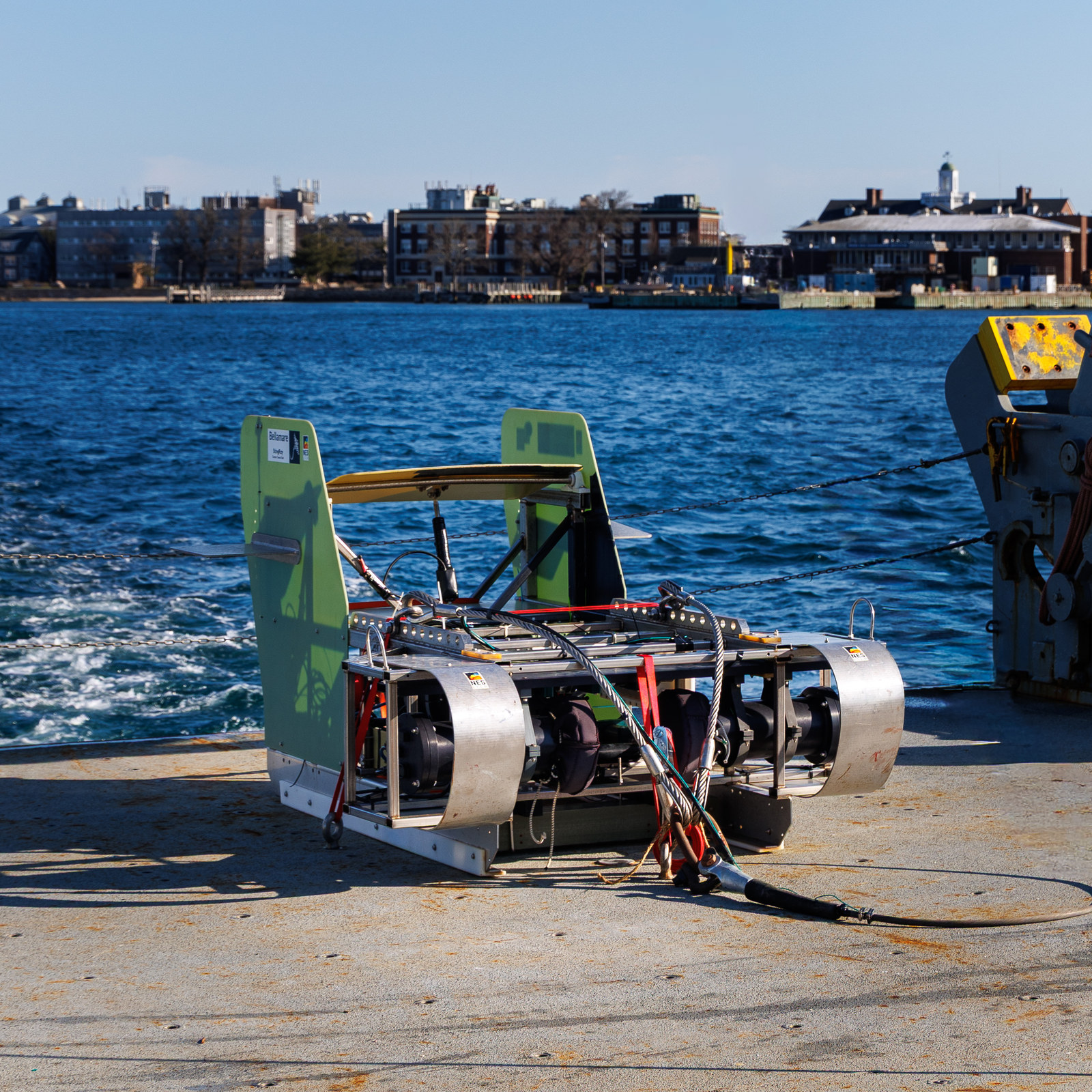 Stingray tow sled on a research vessel.
